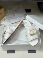 DIOR CLASSIC MONTAIGNE SANDALS 25S IN WHITE LAMBSKIN WITH CD LOGO