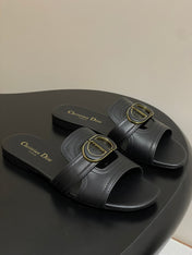 DIOR CLASSIC MONTAIGNE SANDALS 25S IN BLACK LAMBSKIN WITH CD LOGO