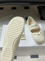 DIOR STRETCH BALLET FLATS 25S IN CREAM WHITE LAMBSKIN