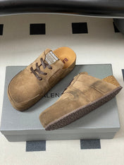 BALENCIAGA 25S MULES BIRKENSTOCK IN CARAMEL BROWN SUEDE