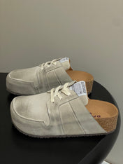 BALENCIAGA 25S MULES BIRKENSTOCK IN CREAM BEIGE SUEDE