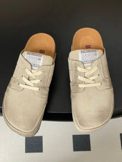 BALENCIAGA 25S MULES BIRKENSTOCK IN CREAM BEIGE SUEDE