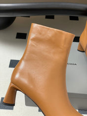 BALENCIAGA 25S ANKLE BOOTS 65 MM IN LIGHT BROWN COW LEATHER