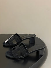 HM 25S ORAN HIGH‑HEEL SANDAL 50 MM IN BLACK LAMBSKIN WITH STONE DETAILS