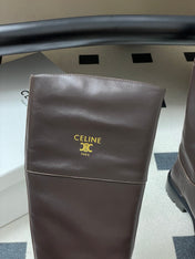 CELINE 26S MARGARET HIGH BOOTS IN DARK BROWN CALFSKIN