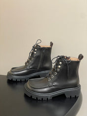 LOEWE 26S ANKLE BOOTS IN DARK OLIVE GRAY CALFSKIN
