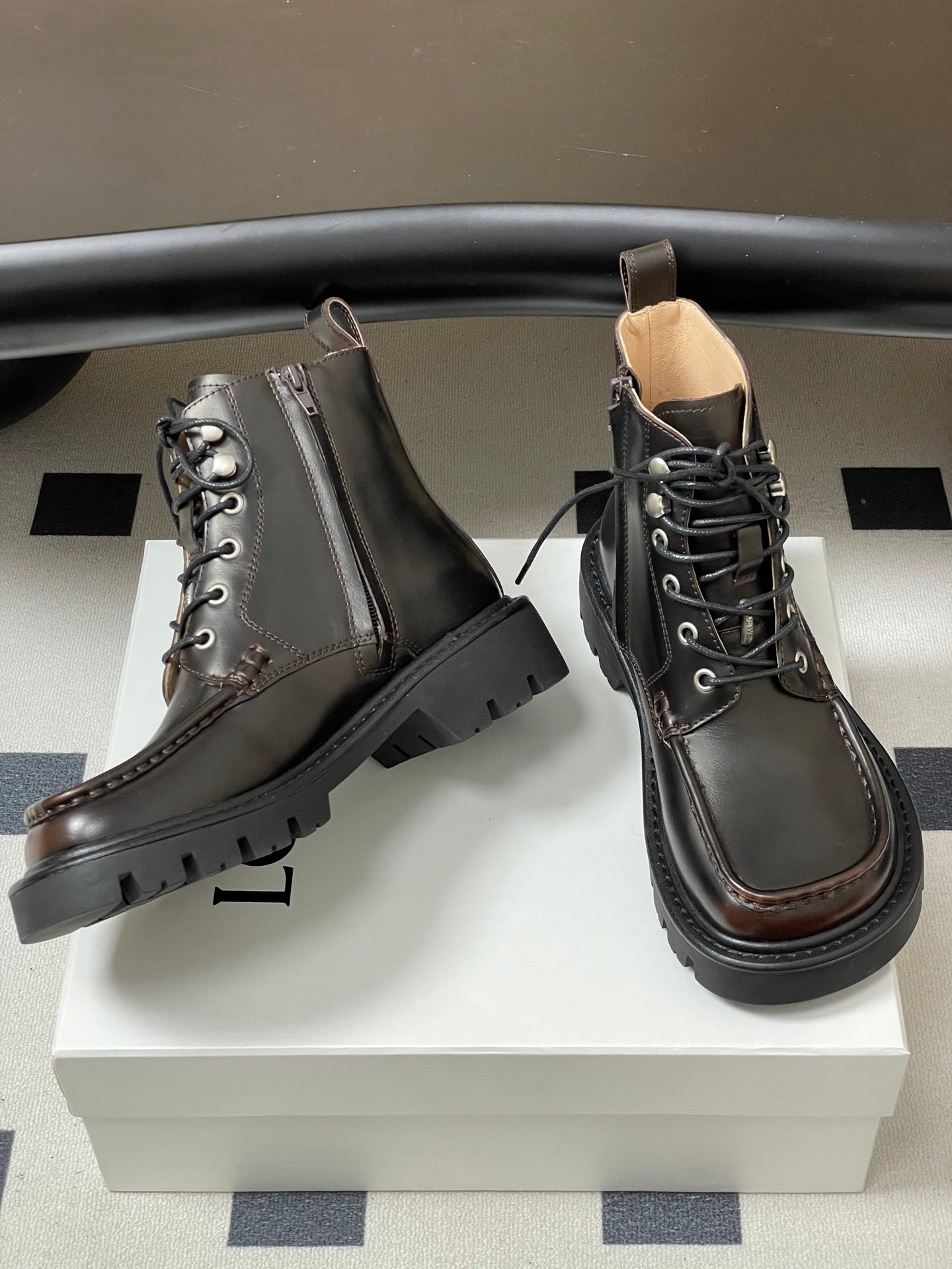 LOEWE 26S ANKLE BOOTS IN DARK BROWN CALFSKIN