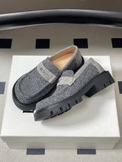 LOEWE 26S LOAFER IN GRAY FABRIC