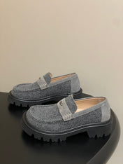 LOEWE 26S LOAFER IN GRAY FABRIC