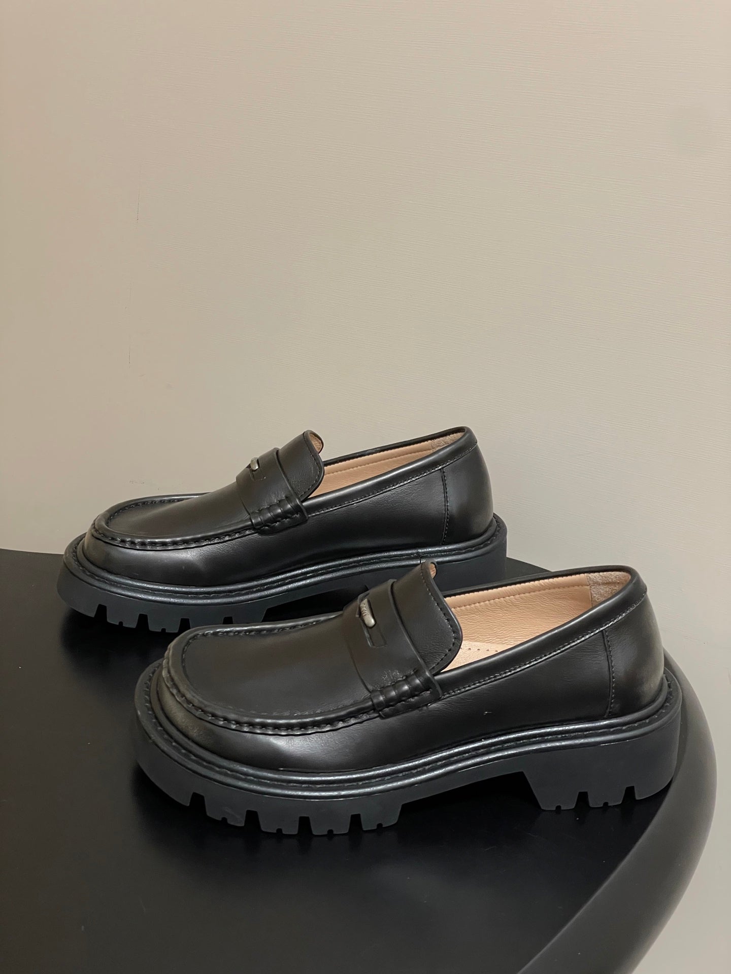LOEWE 26S LOAFER IN DARK OLIVE GRAY CALFSKIN