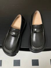 LOEWE 26S LOAFER IN DARK OLIVE GRAY CALFSKIN