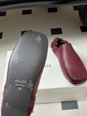 CELINE 26S ELASTIC-BACK FLAT SHOES IN DARK RED LAMBSKIN