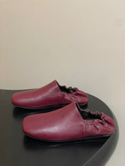 CELINE 26S ELASTIC-BACK FLAT SHOES IN DARK RED LAMBSKIN
