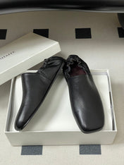 CELINE 26S ELASTIC-BACK FLAT SHOES IN BLACK LAMBSKIN