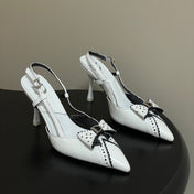 DIOR 26S SLINGBACK HIGH HEELS 100 MM IN WHITE CALFSKIN
