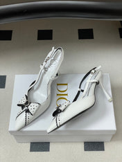 DIOR 26S SLINGBACK HIGH HEELS 100 MM IN WHITE CALFSKIN