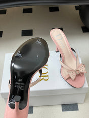 DIOR 26S HIGH HEEL SANDALS 100 MM IN LIGHT PINK CALFSKIN