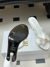 DIOR 26S HIGH HEEL SANDALS 100 MM IN WHITE CALFSKIN