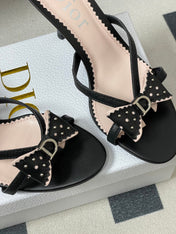 DIOR 26S HIGH HEEL SANDALS 100 MM IN BLACK CALFSKIN