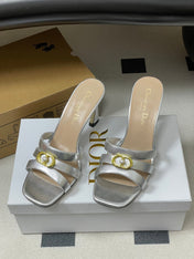 DIOR 26S HIGH HEEL SANDALS 80 MM IN SILVER CALFSKIN