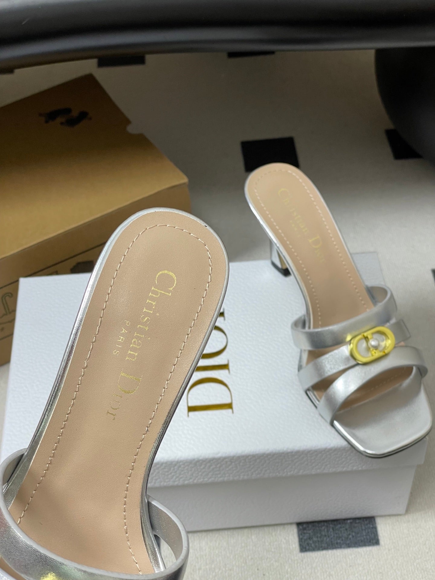 DIOR 26S HIGH HEEL SANDALS 80 MM IN SILVER CALFSKIN