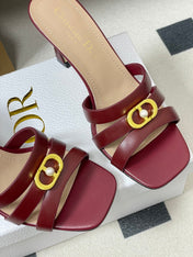 DIOR 26S HIGH HEEL SANDALS 80 MM IN DARK RED CALFSKIN