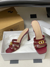 DIOR 26S HIGH HEEL SANDALS 80 MM IN DARK RED CALFSKIN