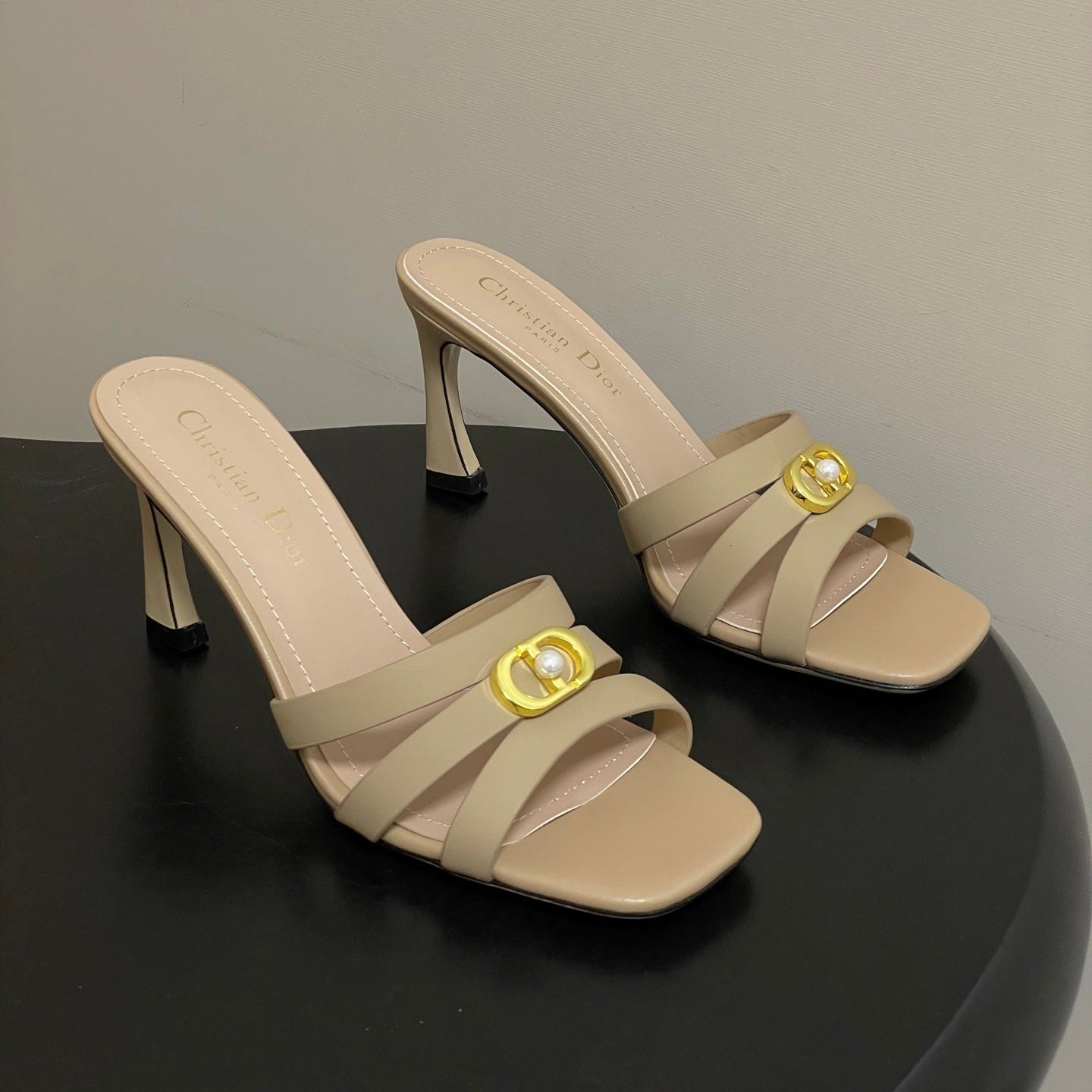 DIOR 26S HIGH HEEL SANDALS 80 MM IN WARM BEIGE BROWN CALFSKIN