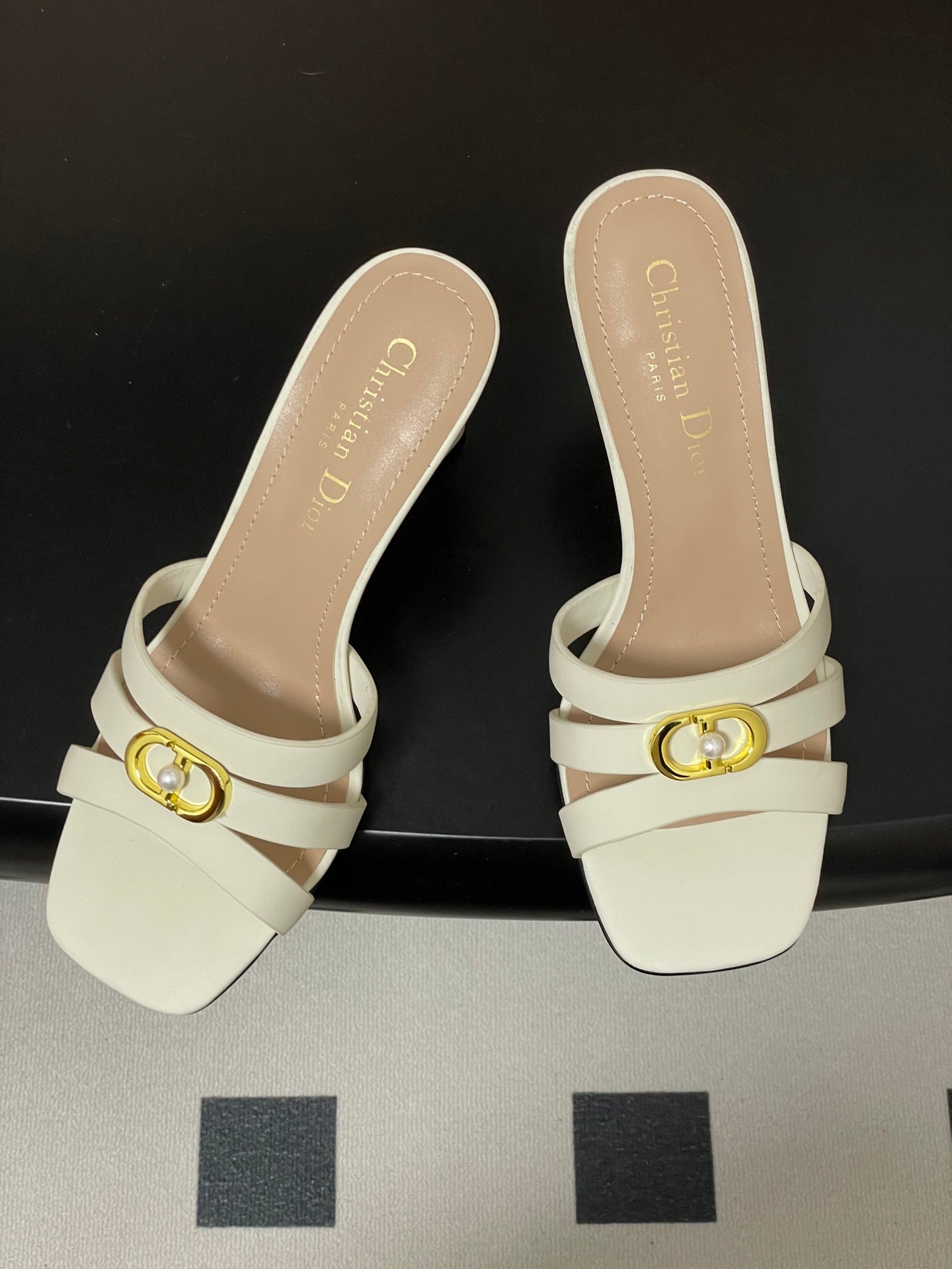 DIOR 26S HIGH HEEL SANDALS 80 MM IN WHITE CALFSKIN