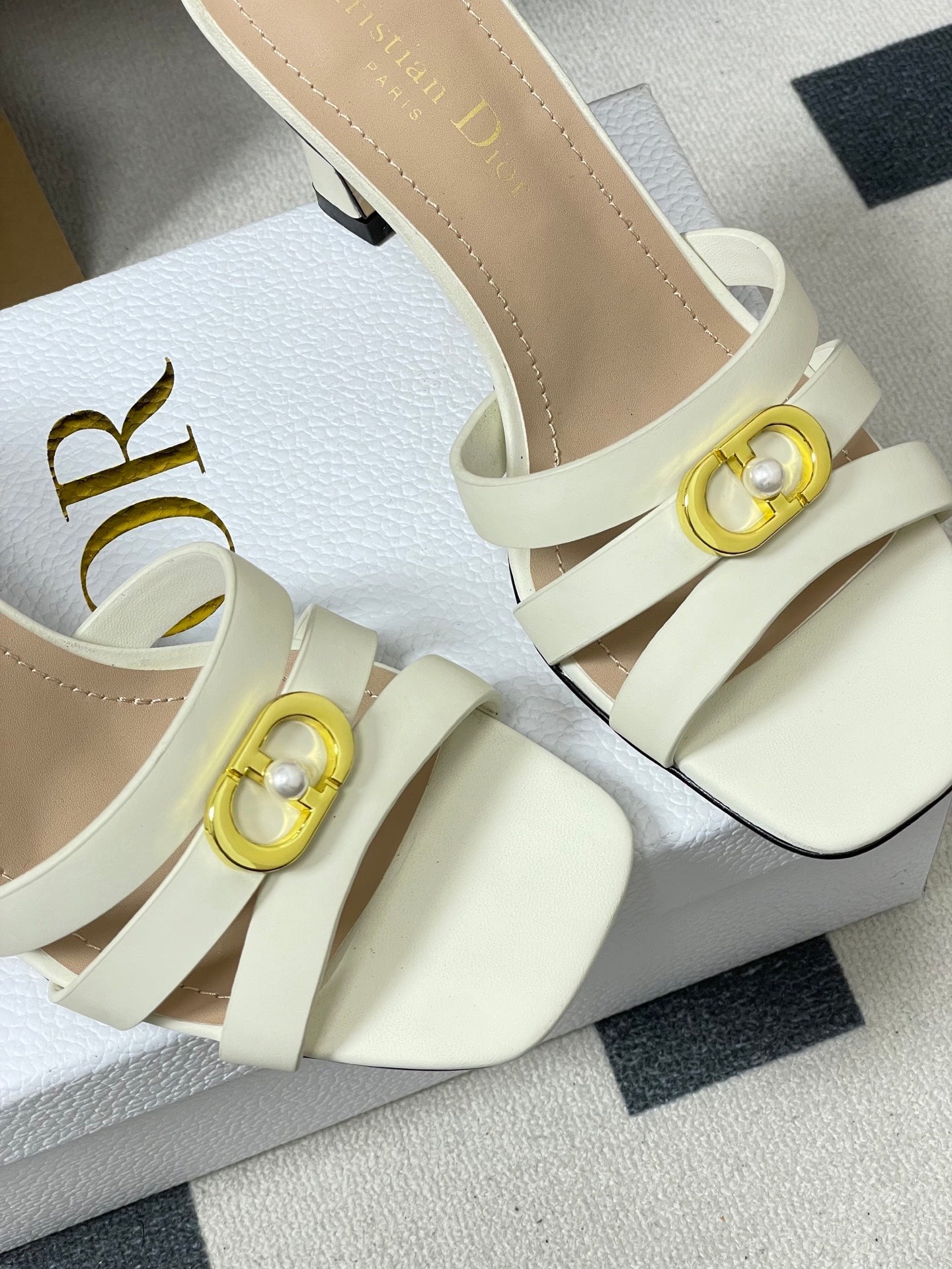 DIOR 26S HIGH HEEL SANDALS 80 MM IN WHITE CALFSKIN