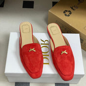 DIOR 26S MULES IN RED SUEDE WITH BOW