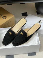 DIOR 26S MULES IN BLACK SUEDE WITH BOW