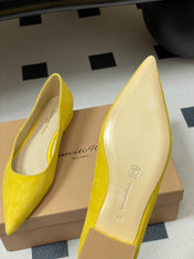GIANVITO ROSSI 26S FLATS IN YELLOW SUEDE