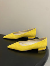 GIANVITO ROSSI 26S FLATS IN YELLOW SUEDE