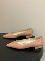 GIANVITO ROSSI 26S FLATS IN NUDE CALFSKIN