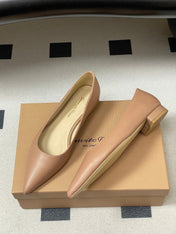 GIANVITO ROSSI 26S FLATS IN NUDE CALFSKIN