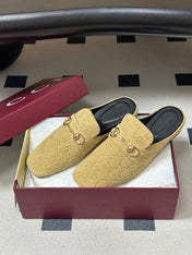 GUCCI 26S HORSEBIT LOAFER MULES IN BEIGE SUEDE