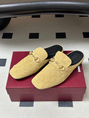 GUCCI 26S HORSEBIT LOAFER MULES IN BEIGE SUEDE