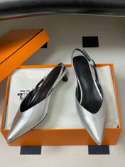 HM 26S NICOLE SLINGBACK 40MM IN SILVER CALFSKIN SILVER HARDWARE
