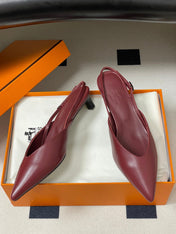 HM 26S NICOLE SLINGBACK 40MM IN BURGUNDY RED CALFSKIN SILVER HARDWARE
