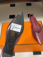 HM 26S NICOLE SLINGBACK IN BURGUNDY RED CALFSKIN SILVER HARDWARE