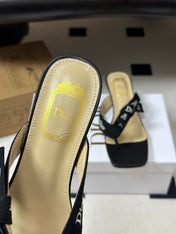 DIOR 26S HIGH-HEEL THONG SANDAL 30MM IN BLACK EMBROIDERED CANVAS AND CALFSKIN