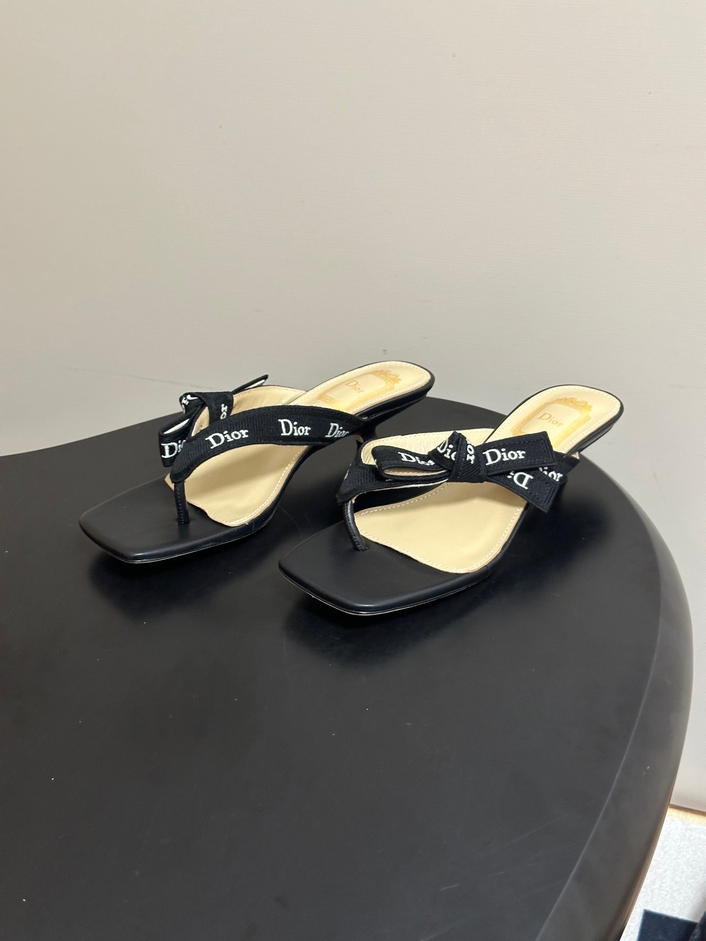 DIOR 26S HIGH-HEEL THONG SANDAL 30MM IN BLACK EMBROIDERED CANVAS AND CALFSKIN