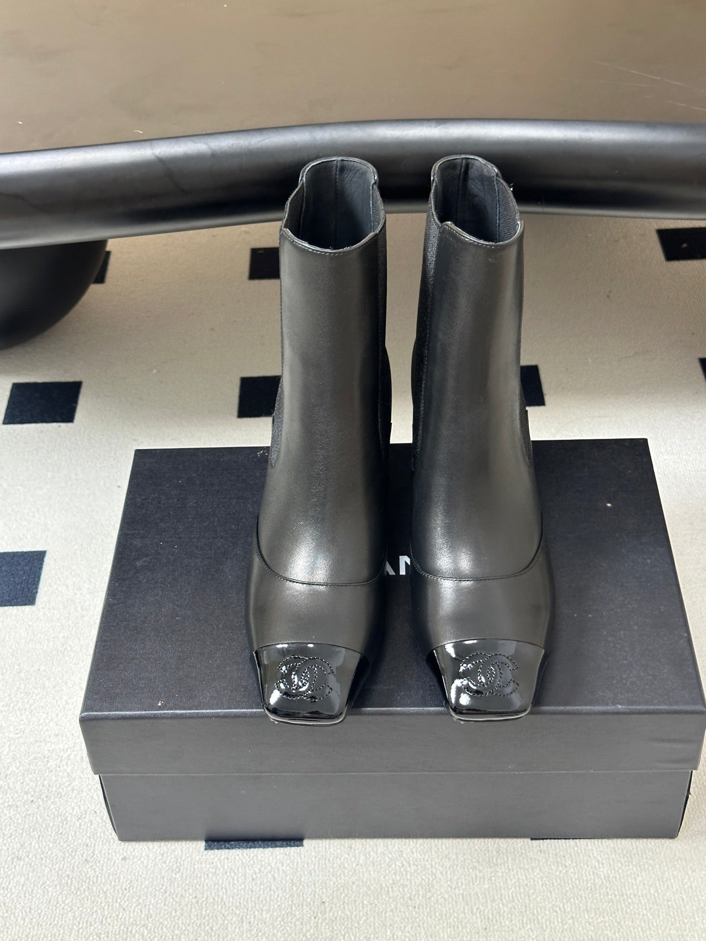 CHANEL 26S ANKLE BOOTS 60 MM IN BLACK CALFSKIN