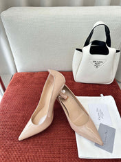 DIOR TRIBALES HIGH HEELS 80 MM 25S IN BEIGE GLOSSY LEATHER