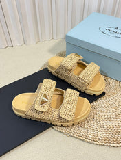 Pra Raffia Cork Slide 40 Beige