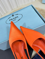 PRA POINTED TOE SLINGBACK PUMPS BRIGHT ORANGE SATIN
