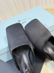 PRA SQUARE TOE MULES BLACK SATIN