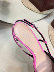SLINGBACK PUMP 6 CM IN FUSCIA PINK GLOSSY CALFSKIN