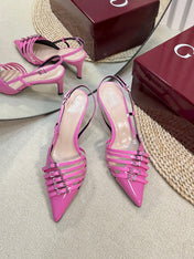 SLINGBACK PUMP 6 CM IN FUSCIA PINK GLOSSY CALFSKIN